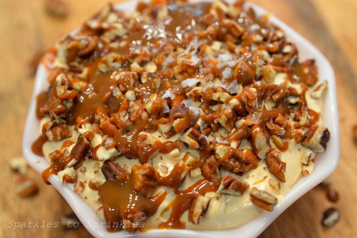 salted caramel pecan cheesecake dip