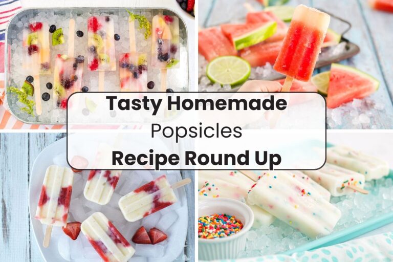 Fruit popsicles in a collage