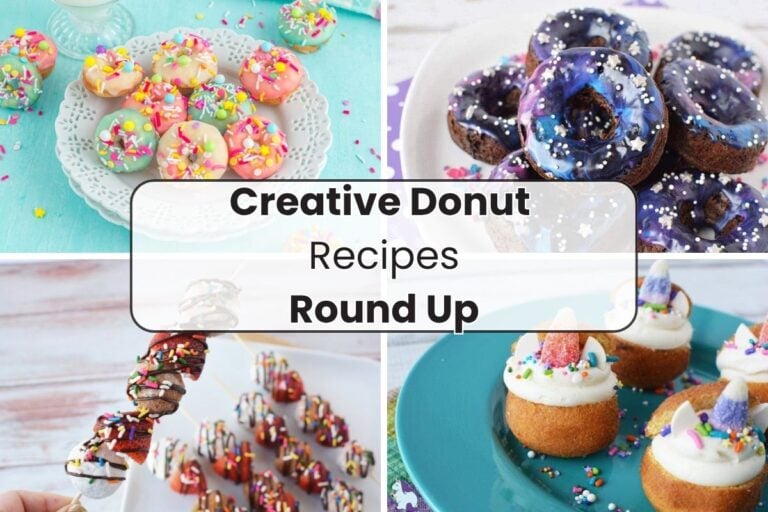 4 donut creations in a collage
