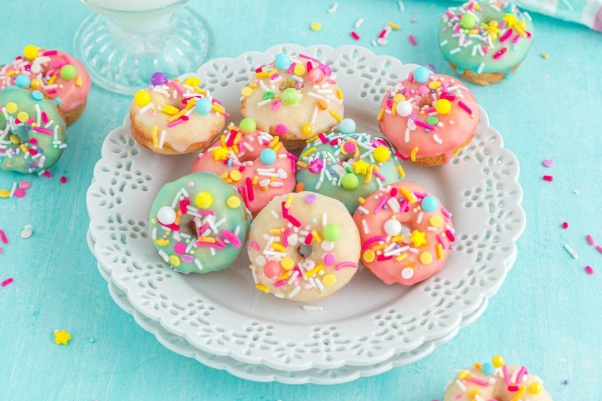 colorful mini donuts on a plate