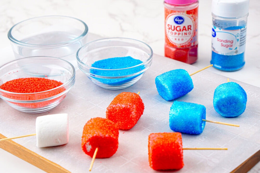 marshmallows dipped in sanding sugar