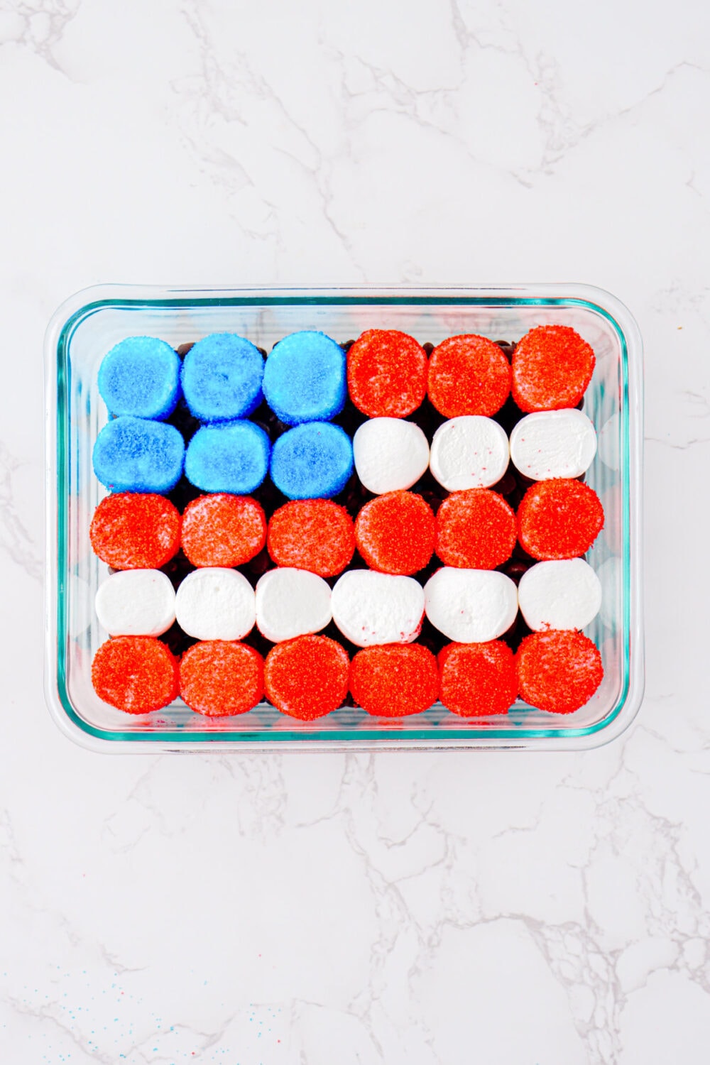 marshmallows arranged to look like a flag