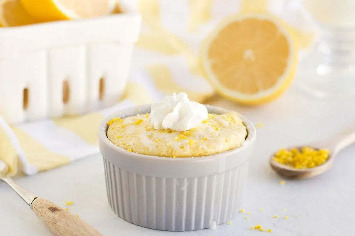 lemon cake in a ramekin
