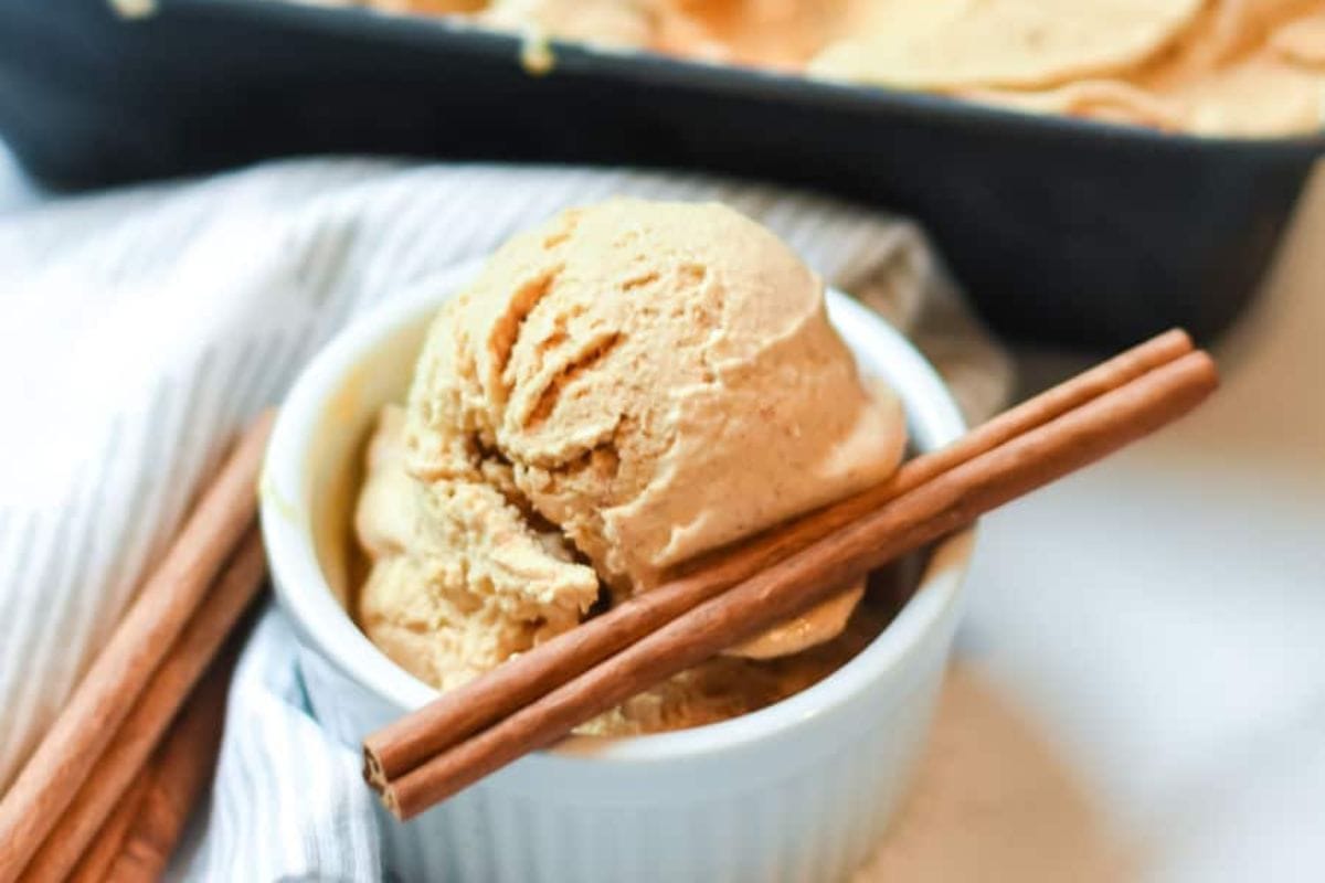pumpkin ice cream with a cinnamon stick