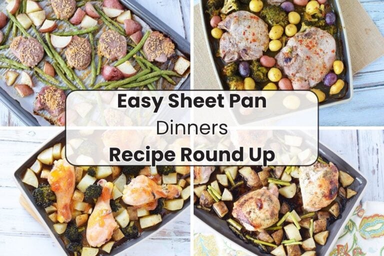 four sheet pan dinners in a collage