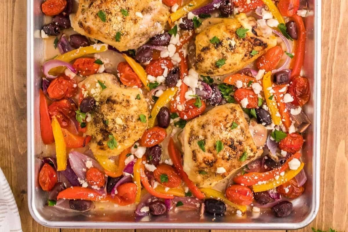 Greek chicken sheet pan dinner