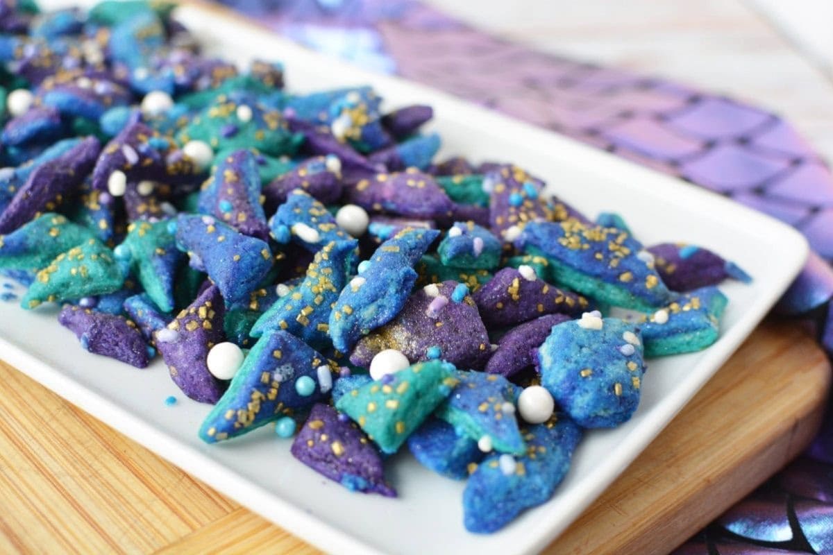 a try full of mermaid shortbread bites