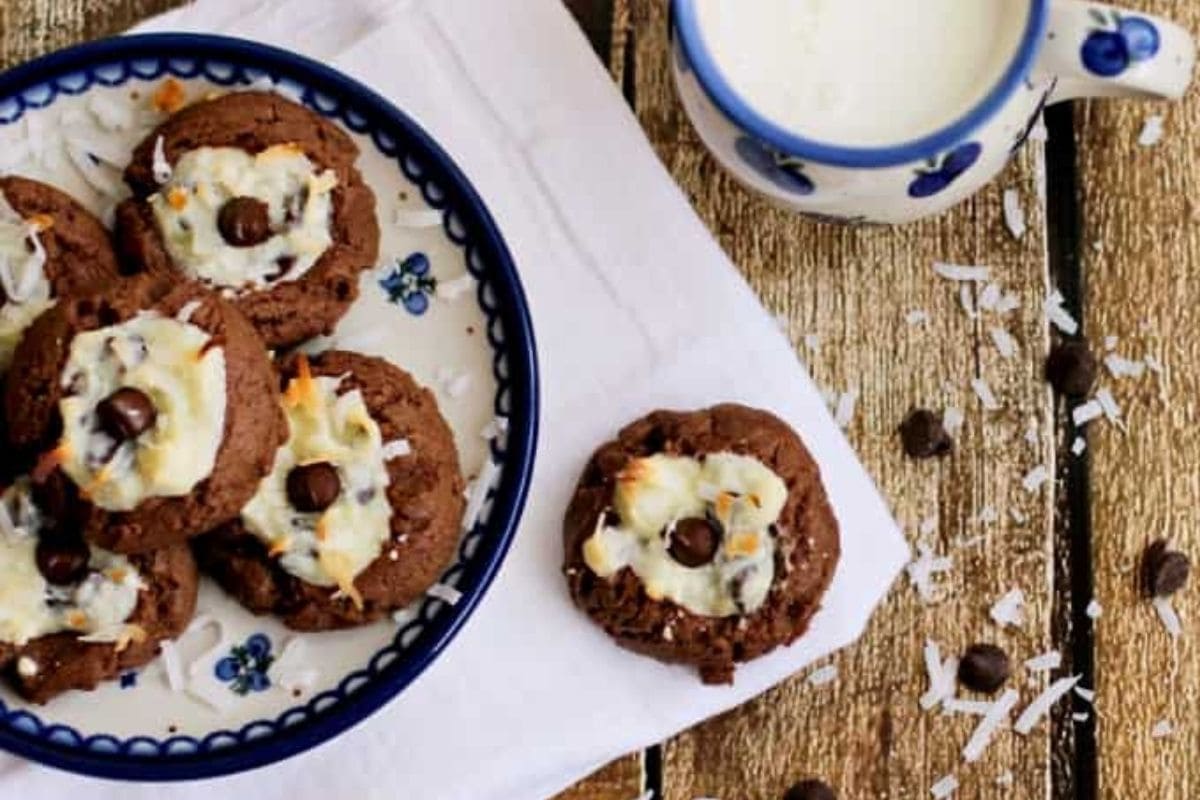 chocolate shortbread cookies on a plate