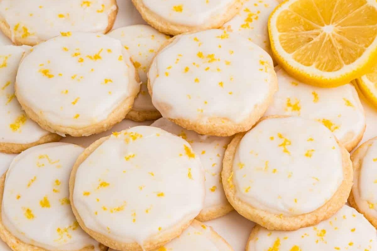 lemon glazed cookies in a pile