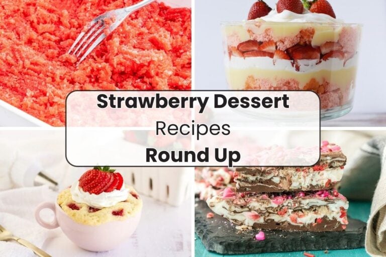 four strawberry recipes in a collage