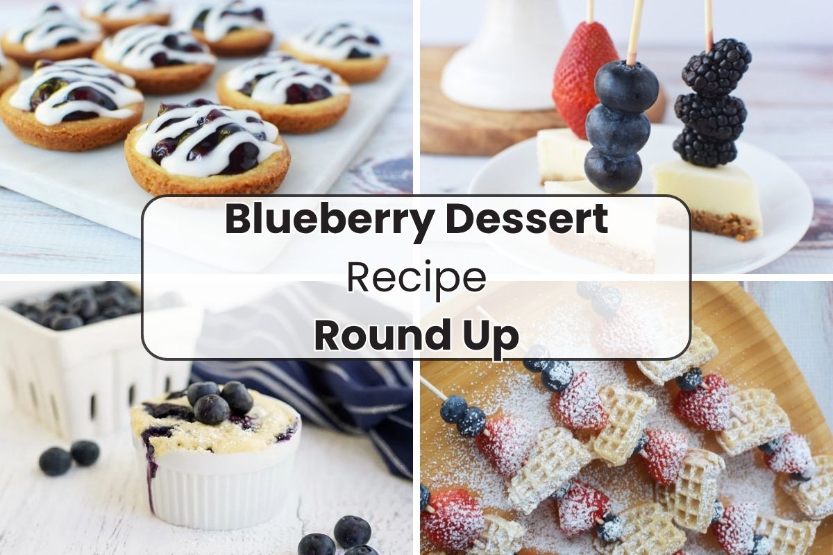 four blueberry recipes in a collage
