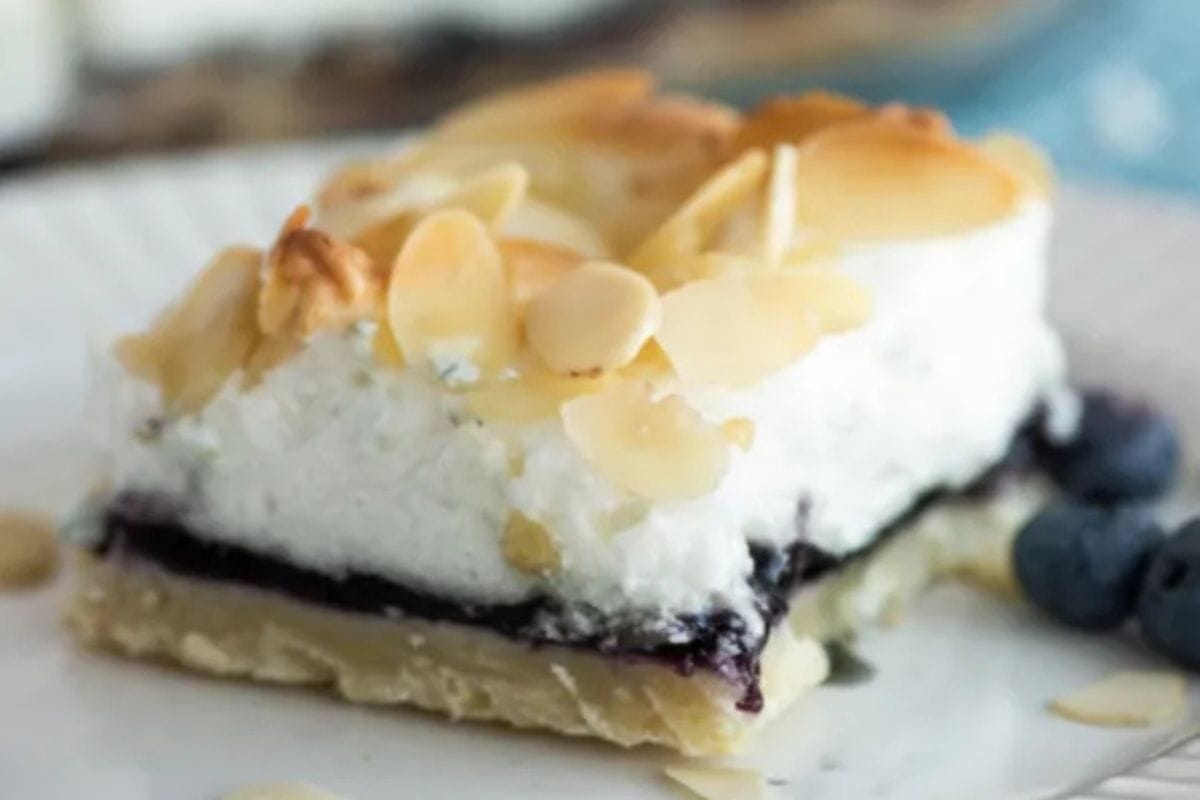 blueberry meringue dessert on a plate