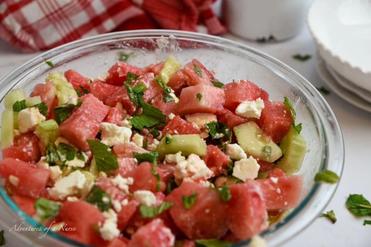 watermelon feta mint salad