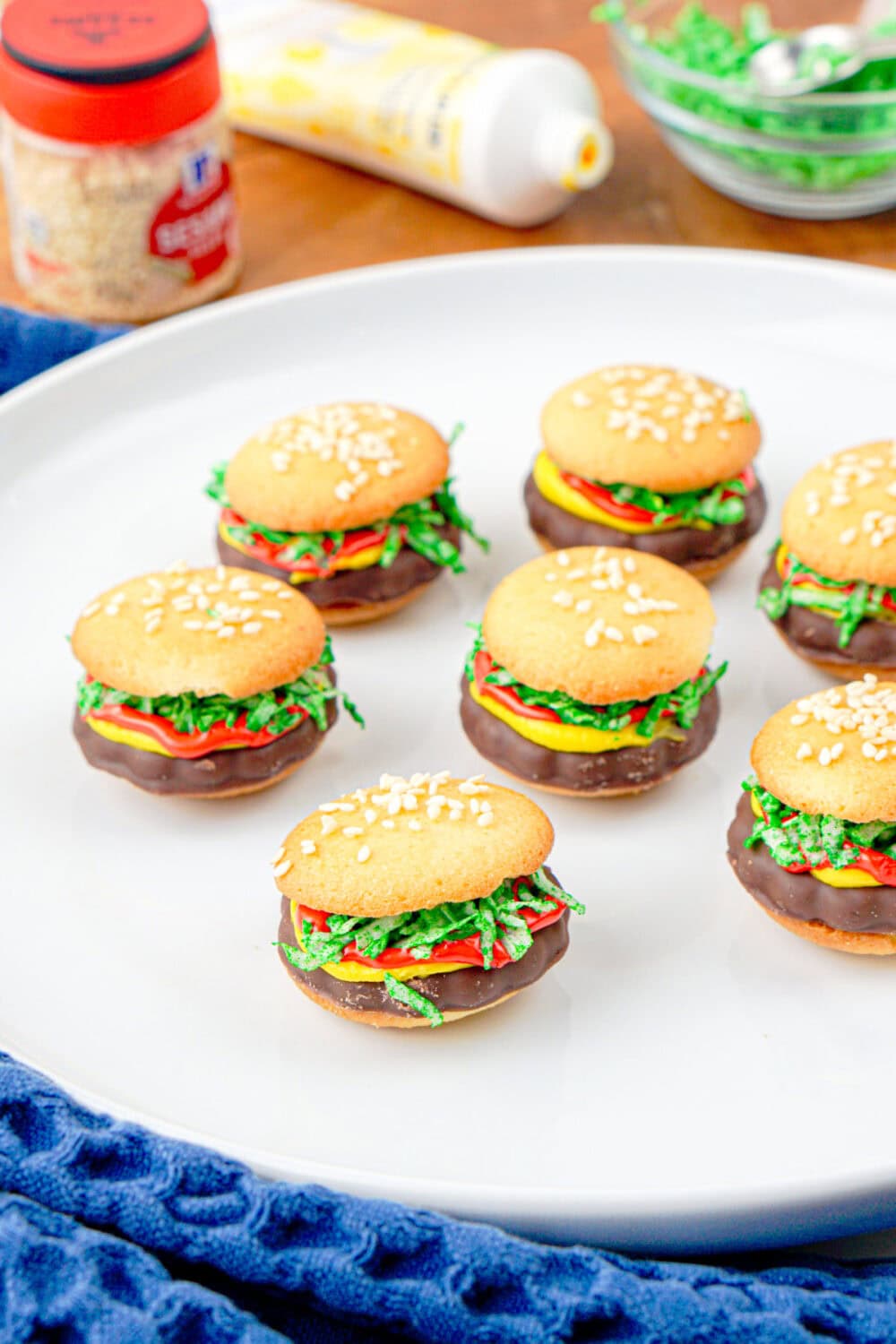 hamburger cookies on a plate
