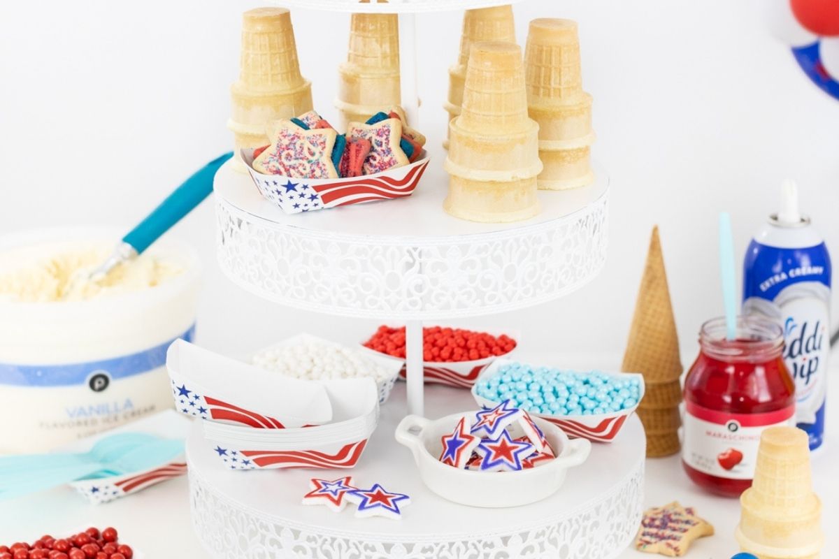 ice cream bar with red, white, and blue details