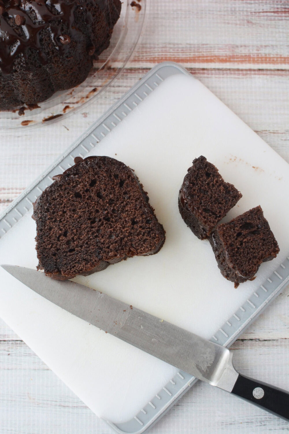 chocolate cake cut into cubes