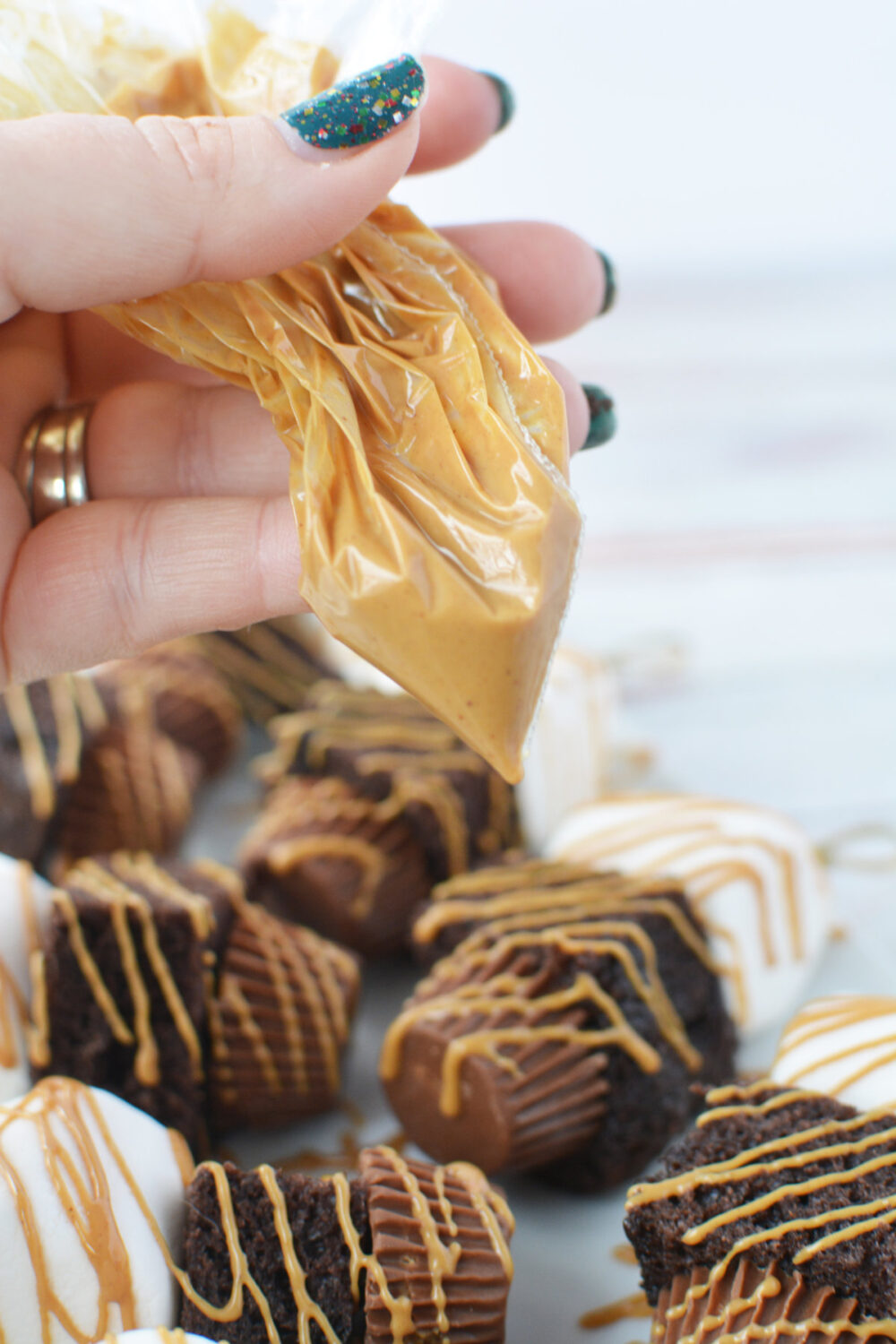melted peanut butter in a bag