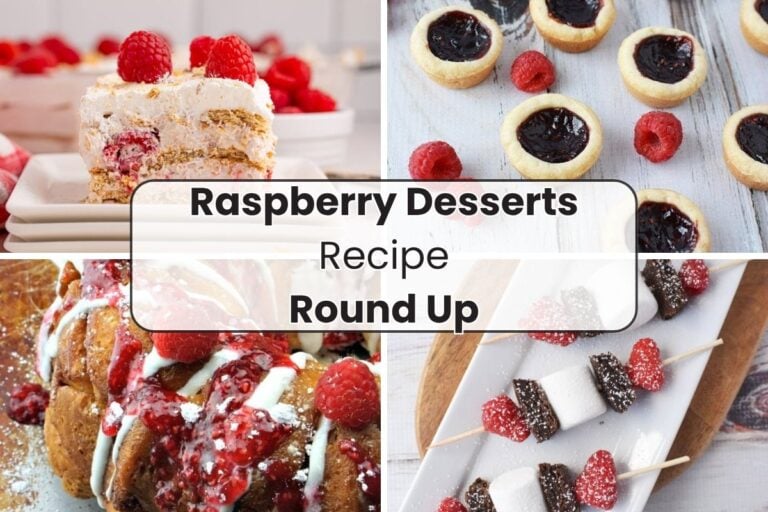 4 recipes with raspberries in a collage