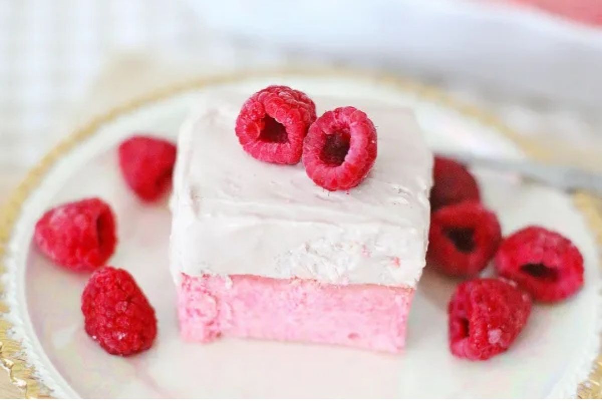 raspberry cookie bar on a plate