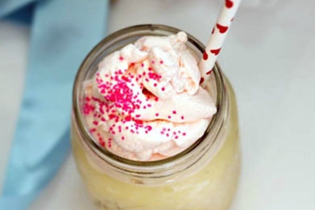 Raspberry whipped cream on top of a drink