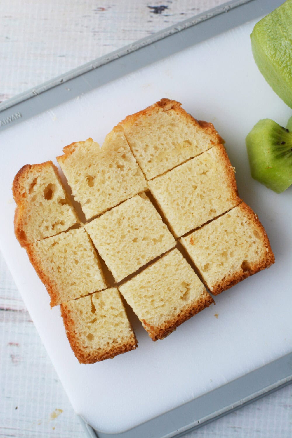 pound cake sliced on a board