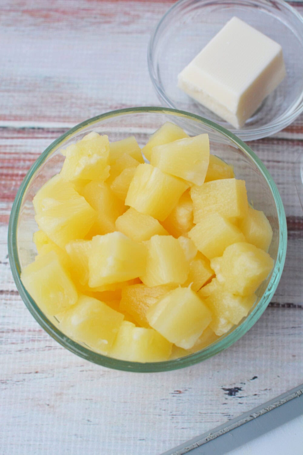 chunks of pineapple in a bowl