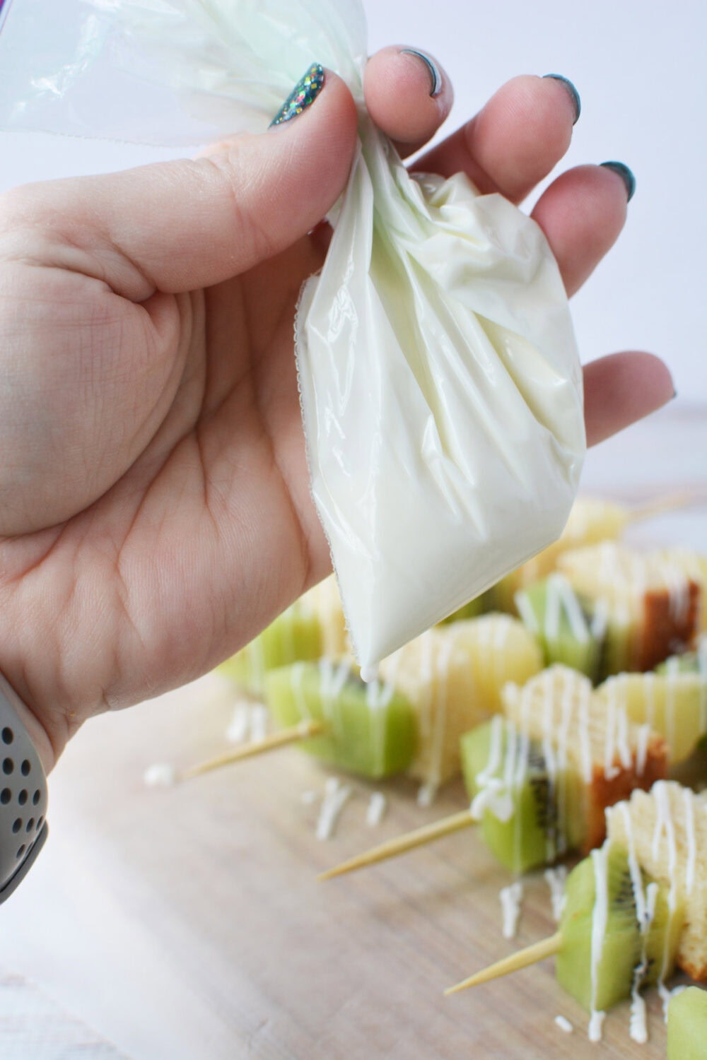 melted white chocolate in a bag