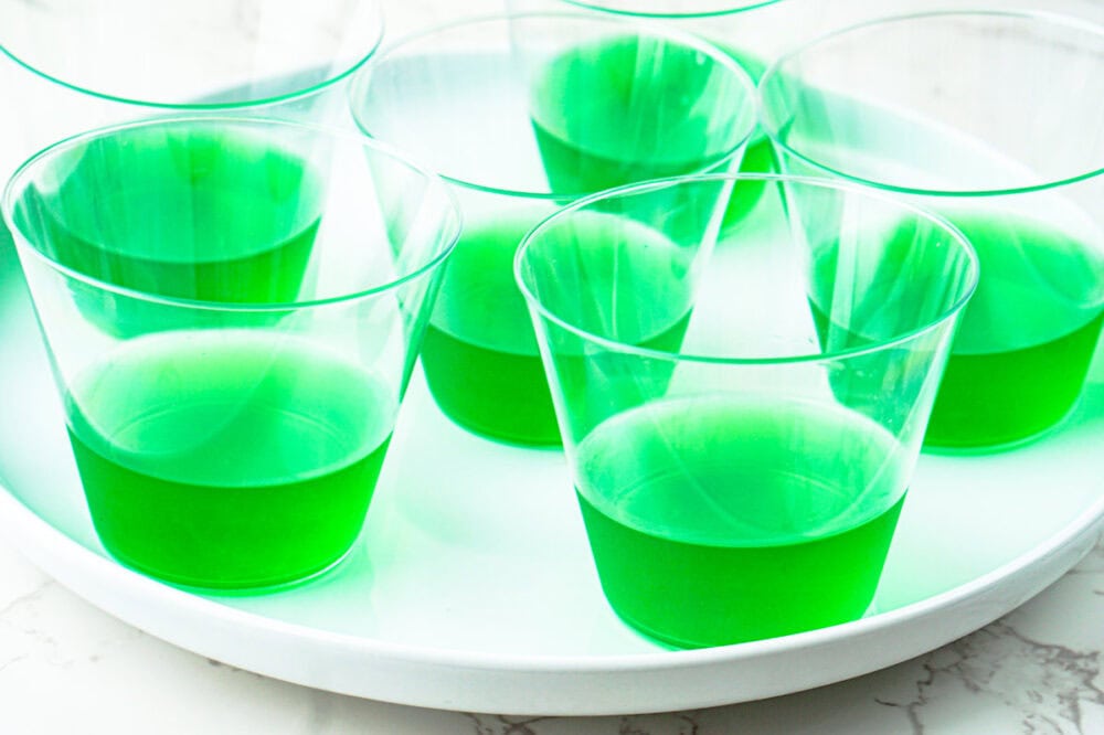 green jello in clear cups