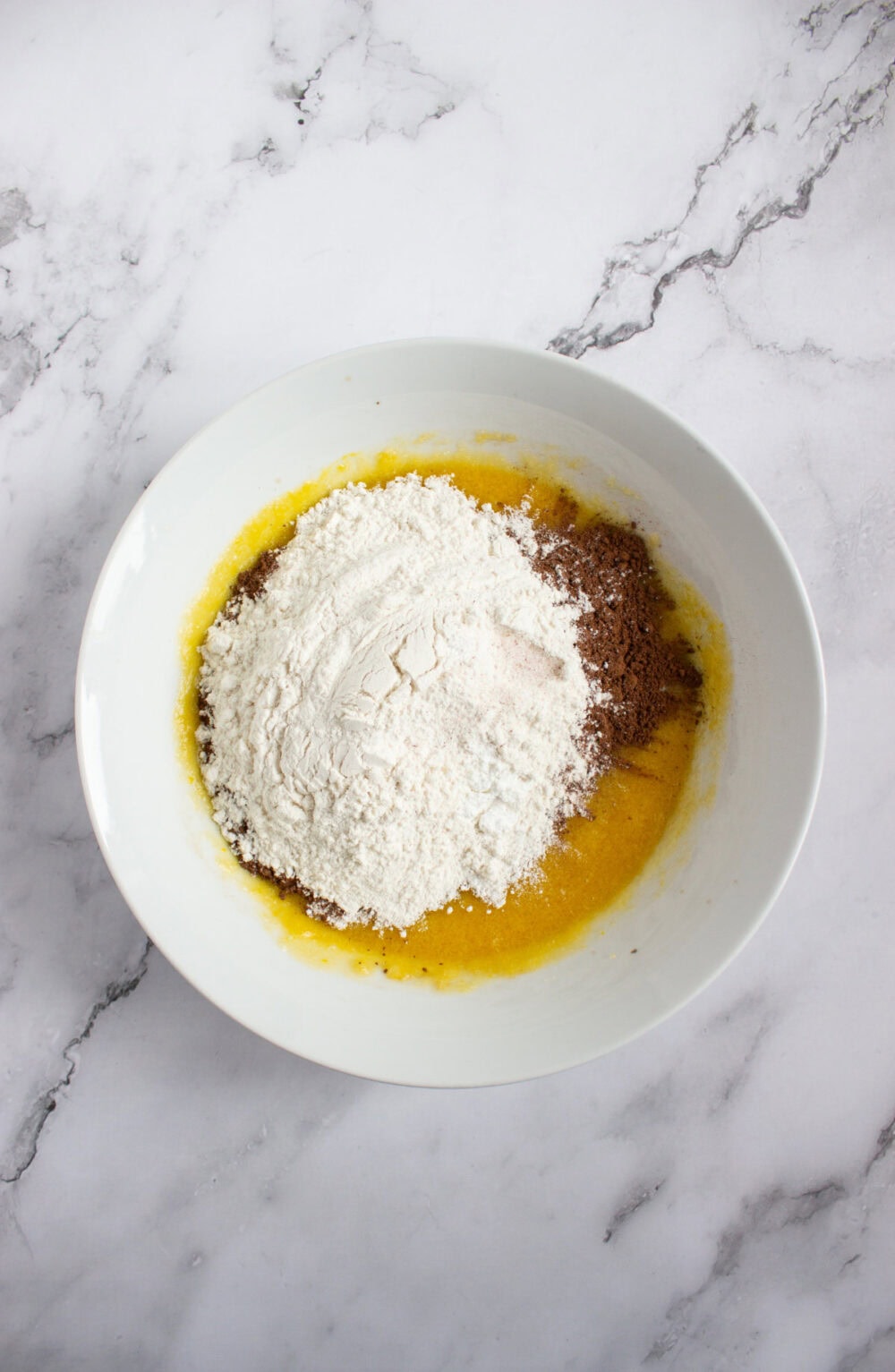 flour going into dough