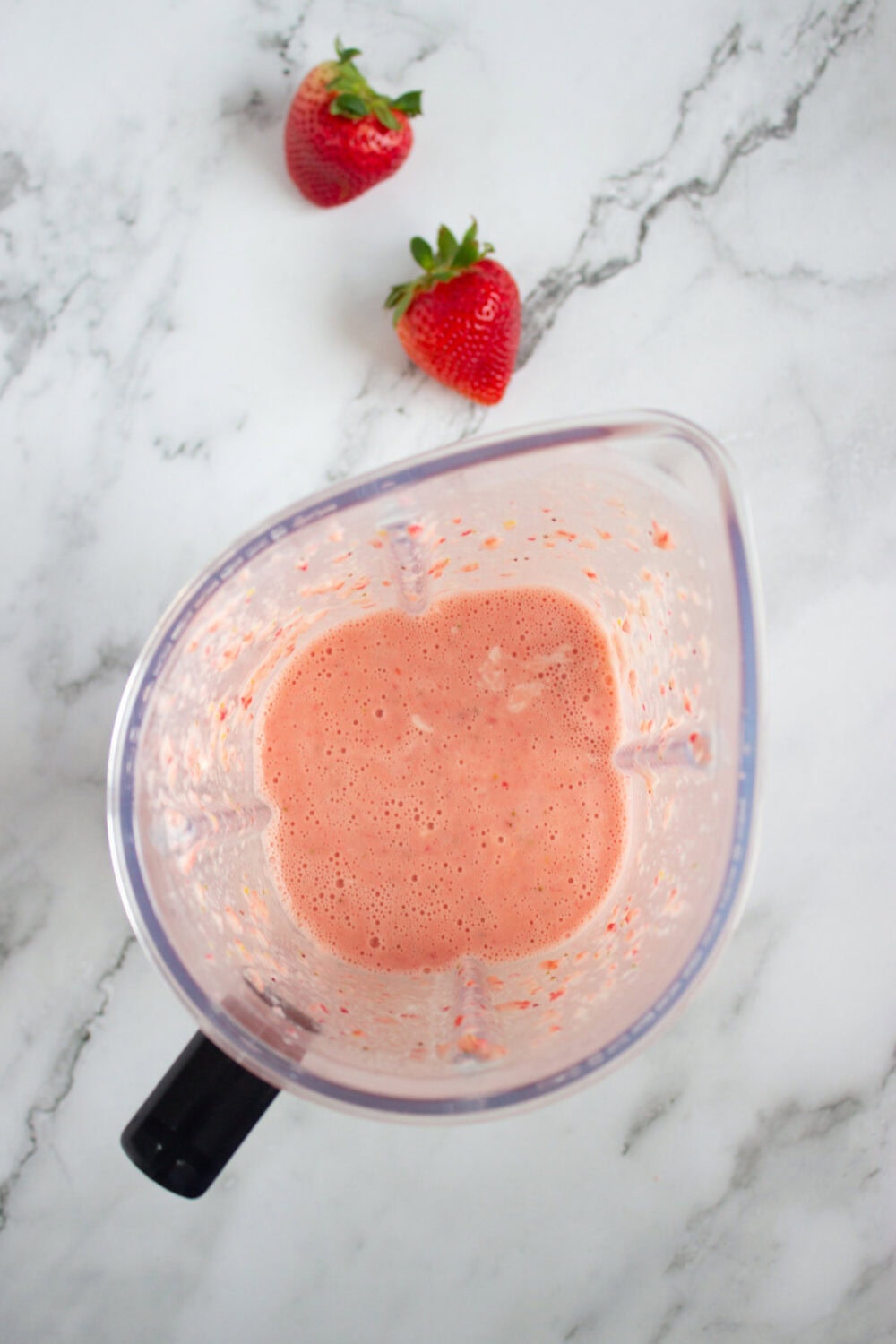 blended strawberry lemon yogurt mixture