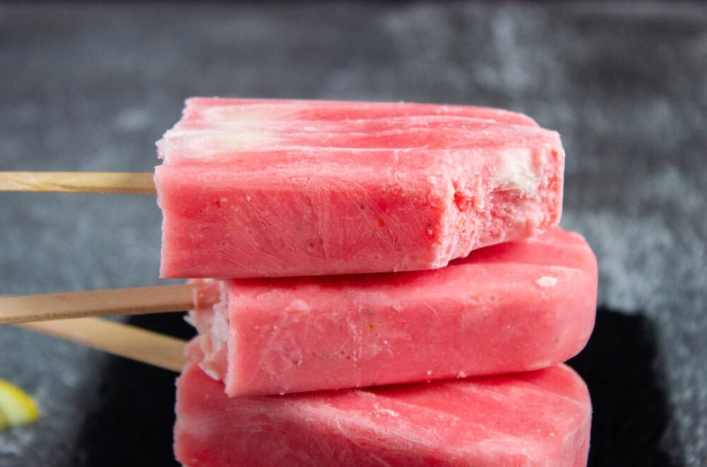 Stacked strawberry popsicles