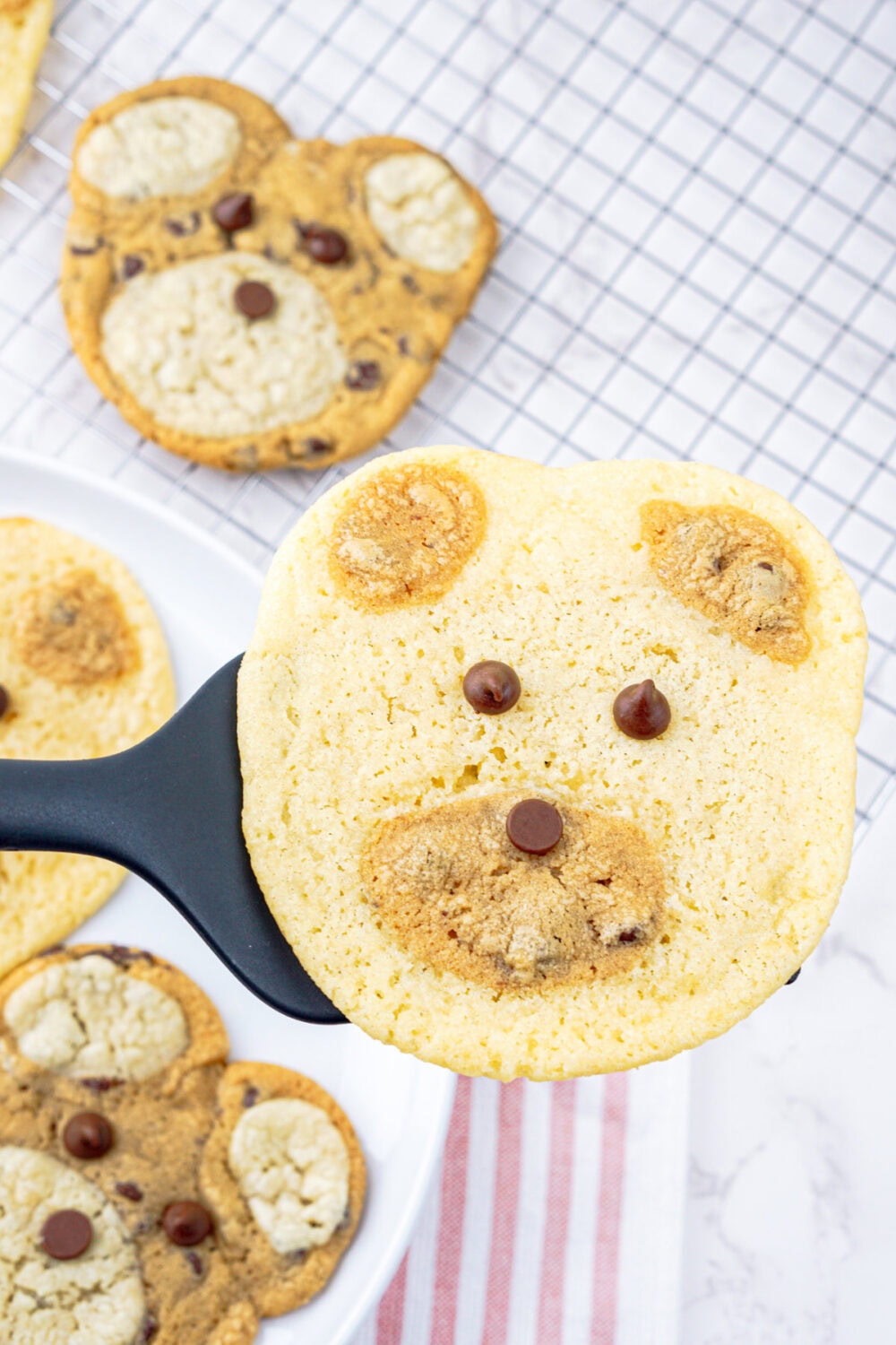 sugar cookie dough bear on a spatula