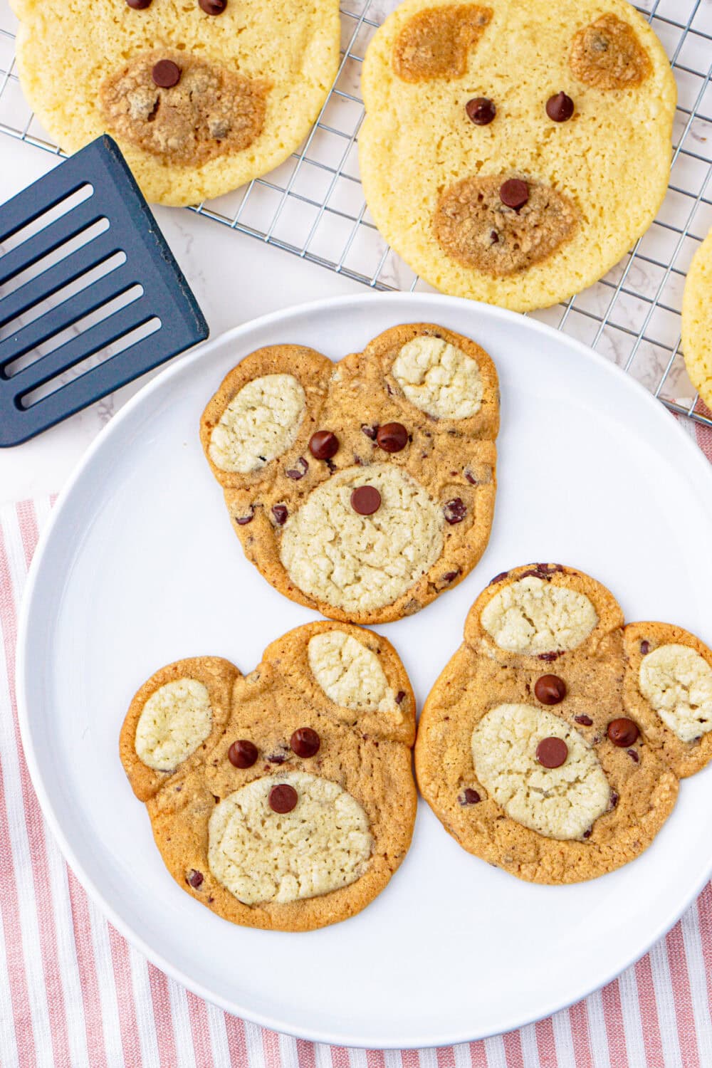 cookie bear faces on a plate